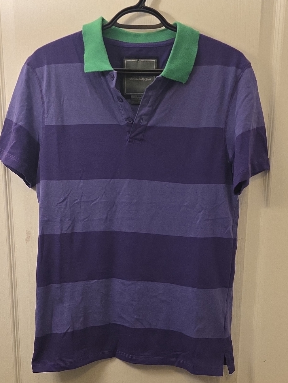Urban Behavior Purple Striped Polo with Green Collar